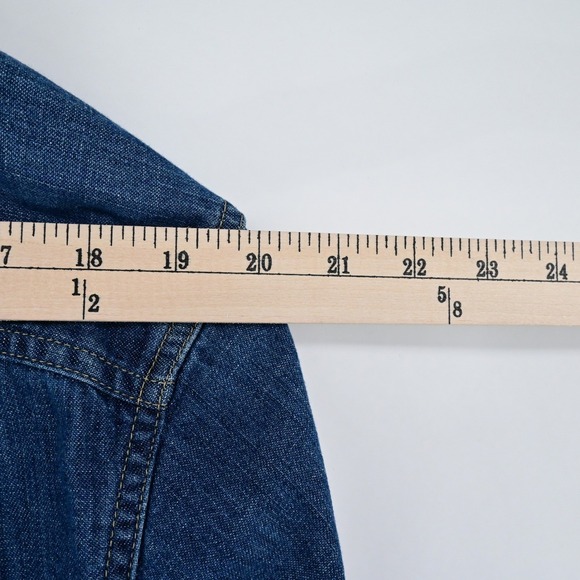 LL Bean M L/T100% Cotton Heavy Denim Traditional Fit Long Sleeve Shirt Classic - Picture 7 of 12